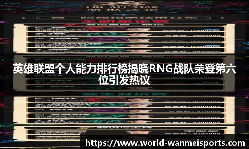 英雄联盟个人能力排行榜揭晓RNG战队荣登第六位引发热议